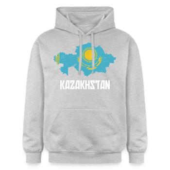 Kazakhstan Graphique - Sweat à capuche Softstyle® Gildan Unisexe - gris clair chiné - Devant - Liana (172cm) & Jaron (178cm)