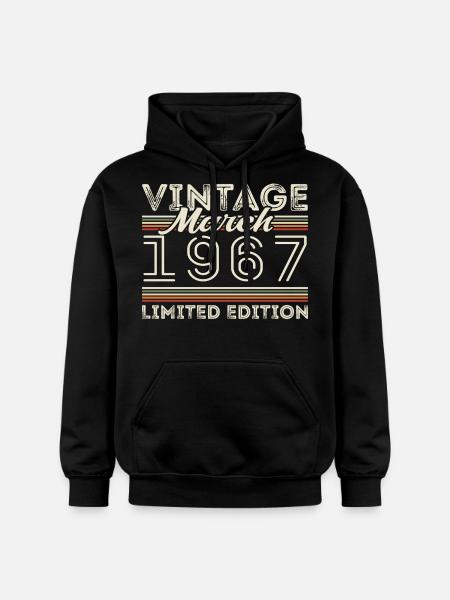 March 1967 Vintage 1967 Birthday Gift March - Gildan Unisex Softstyle® Midweight Hoodie - black