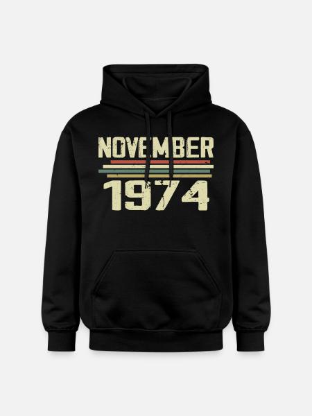 Vintage November 1974 Vintage Retro November 1974 - Gildan Unisex Softstyle® Midweight Hoodie - black