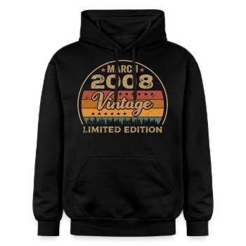 Vintage märz 2008 Geburtstag märz 2008 Retro 2008 - Gildan Unisex Softstyle® Midweight Hoodie - Schwarz - Vorne - Marisol (170cm) & Nik (191cm)