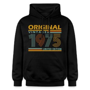 Original Vintage 1975 Edition Limitée - Sweat à capuche Softstyle® Gildan Unisexe - noir - Devant - Marisol (170cm) & Nik (191cm)