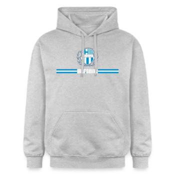 Marseille embleme - Sweat à capuche Softstyle® Gildan Unisexe - gris clair chiné - Devant - Liana (172cm) & Jaron (178cm)