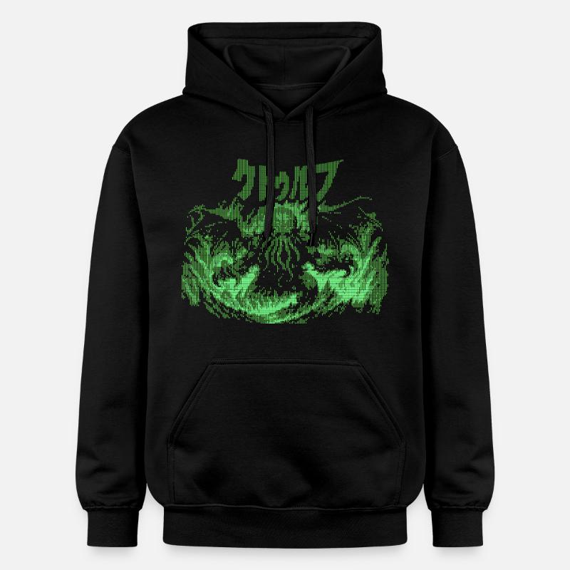 Cthulhu Pixel CRT Néon Vert - Sweat à capuche Softstyle® Gildan Unisexe - noir