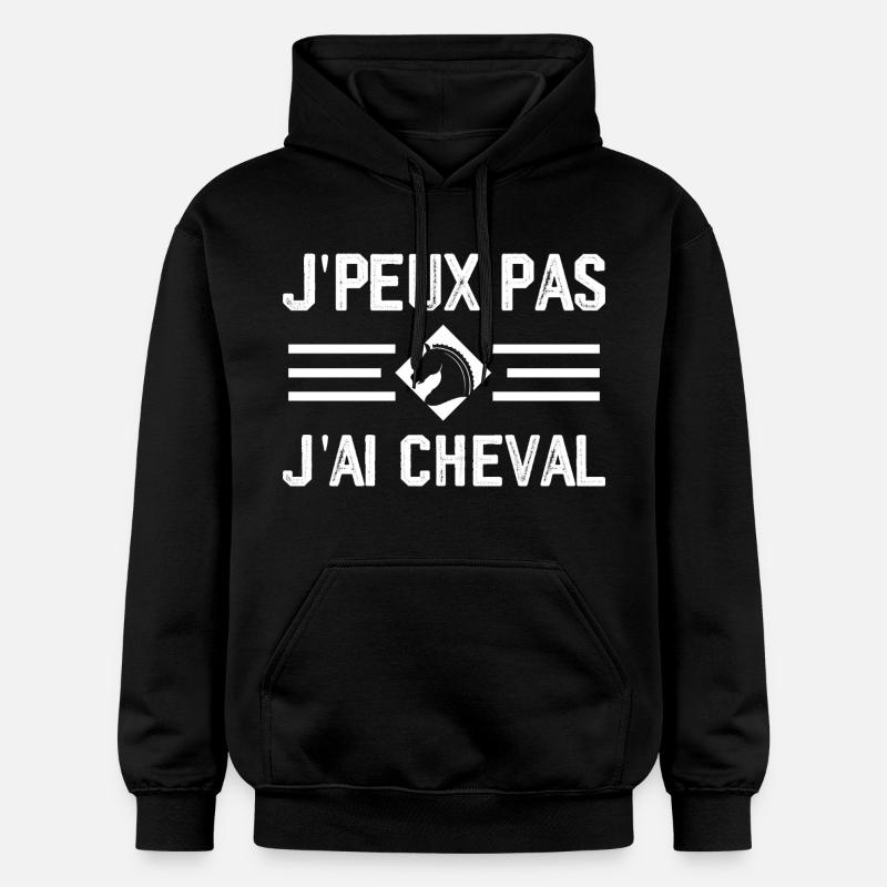 J'peux Pas J'ai Cheval - Sweat à capuche Softstyle® Gildan Unisexe - noir