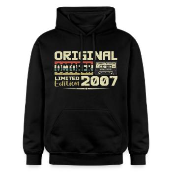 Geburtstag Oktober 2007 Original | Oktober 2007 - Gildan Unisex Softstyle® Midweight Hoodie - Schwarz - Vorne - Marisol (170cm) & Nik (191cm)