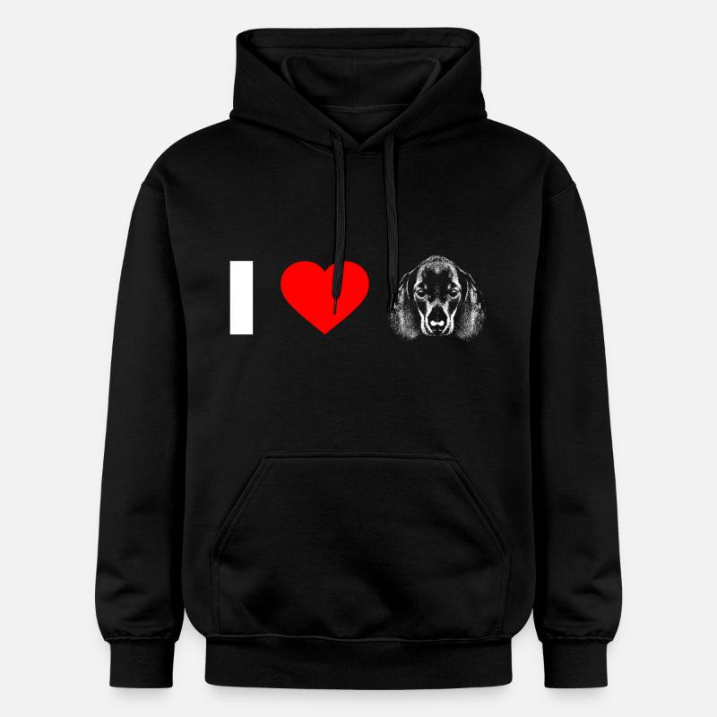 Amour teckel - Sweat à capuche Softstyle® Gildan Unisexe - noir