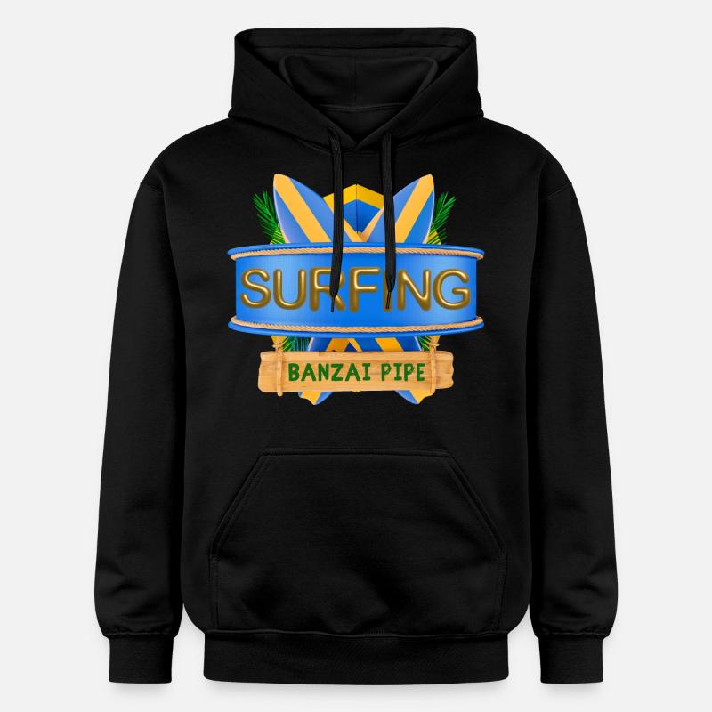 Hawaï, Surf, Banzai Pipeline - Sweat à capuche Softstyle® Gildan Unisexe - noir