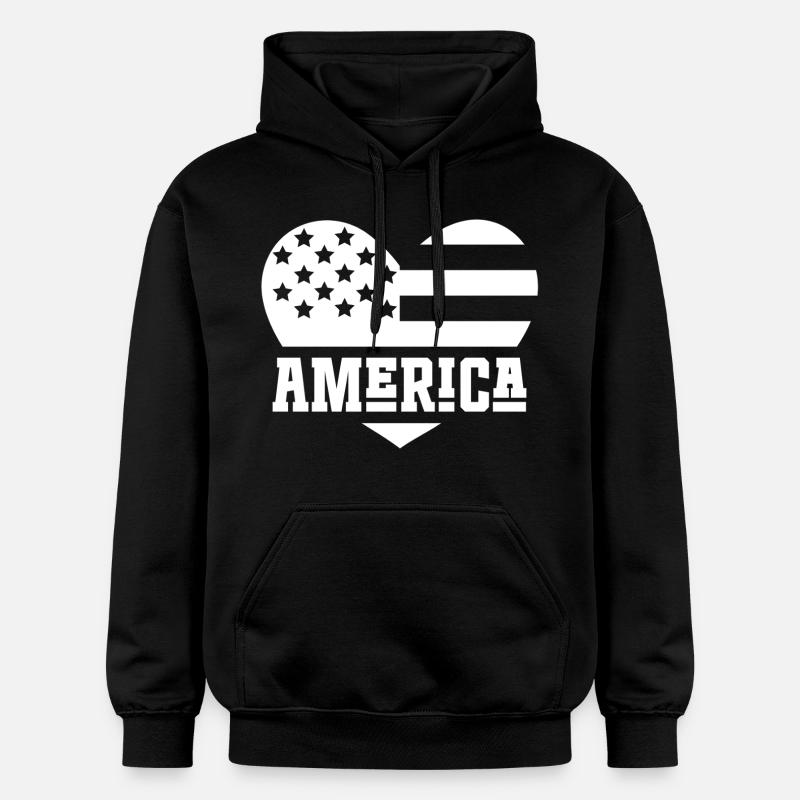 Drapeau de l’Amérique Coeur Blanc - Sweat à capuche Softstyle® Gildan Unisexe - noir