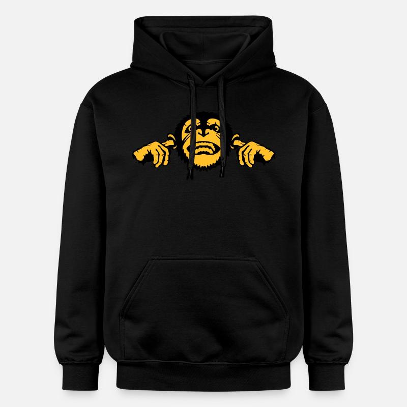 chimpanzee monkey monkey finger ear - Gildan Unisex Softstyle® Midweight Hoodie - black