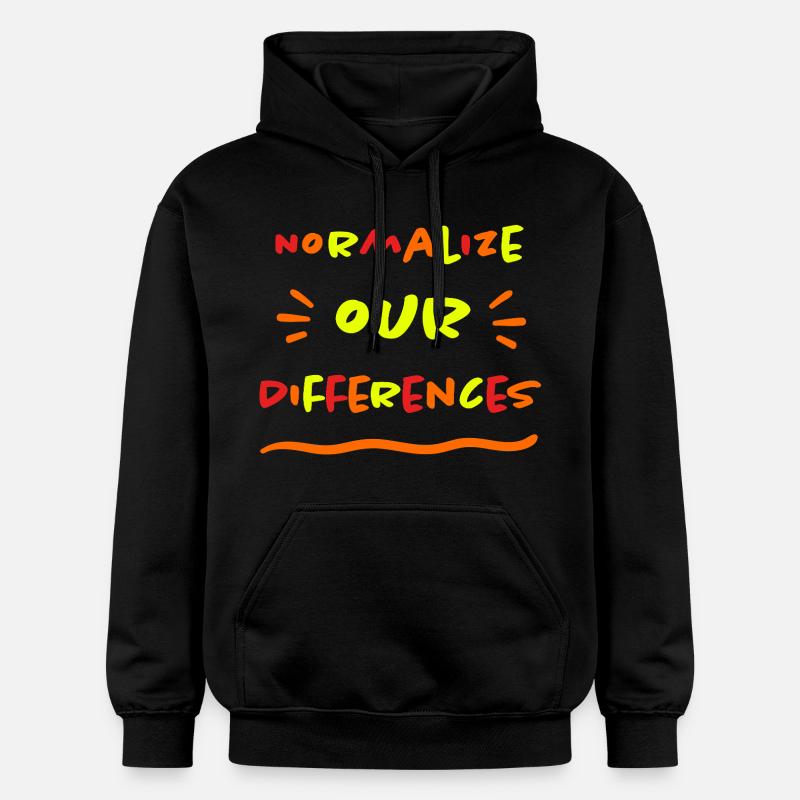 Normalize our Differences - Inclusion - neon - Gildan Unisex Softstyle® Midweight Hoodie - black