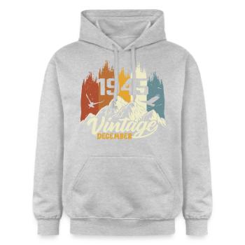 Geburtstagsgeschenk geboren im Dezember 1945 - Gildan Unisex Softstyle® Midweight Hoodie - Hellgrau meliert - Vorne - Liana (172cm) & Jaron (178cm)