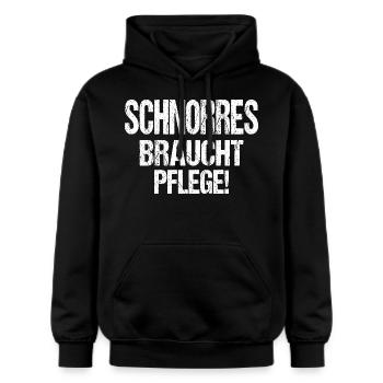 Westerwald Spruch Geschenk - Hui Wäller - Gildan Unisex Softstyle® Midweight Hoodie - Schwarz - Vorne - Marisol (170cm) & Nik (191cm)