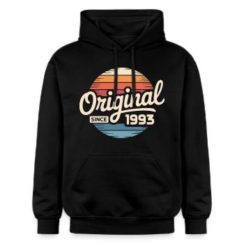 Jahrgang 1993 Vintage Geburtstag Geschenk 1993  - Gildan Unisex Softstyle® Midweight Hoodie - Schwarz - Vorne - Marisol (170cm) & Nik (191cm)