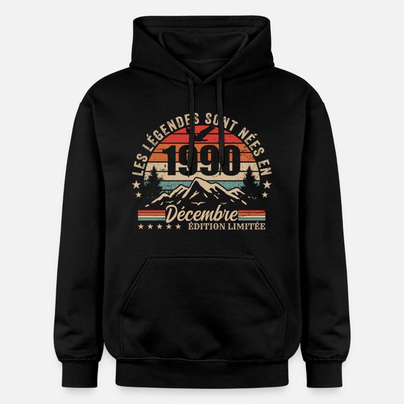 Rétro Décembre 1990 - Cadeau 35 Ans - Sweat à capuche Softstyle® Gildan Unisexe - noir