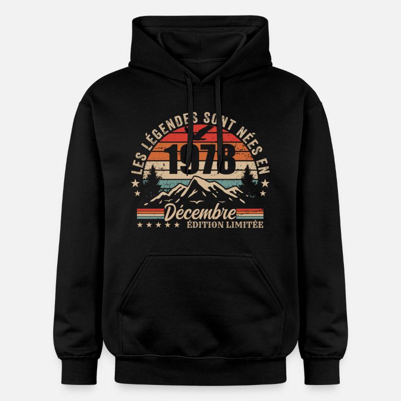 Rétro Décembre 1978 - Cadeau 47 Ans - Sweat à capuche Softstyle® Gildan Unisexe - noir