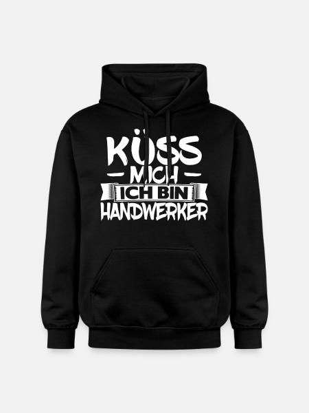 Küss mich ich bin Handwerker - Gildan Unisex Softstyle® Midweight Hoodie - Schwarz