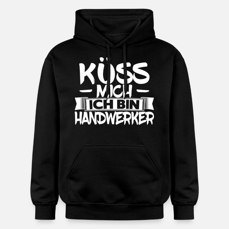 Küss mich ich bin Handwerker - Gildan Unisex Softstyle® Midweight Hoodie - Schwarz