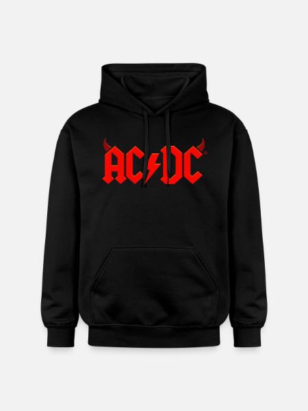 AC/DC rødt logo med djævlehorn og lyn - Gildan Softstyle® Midweight unisex-hoodie - sort