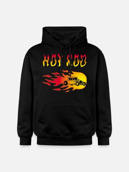 Oldtimer-Rennwagen und Flammen - Gildan Unisex Softstyle® Midweight Hoodie - Schwarz
