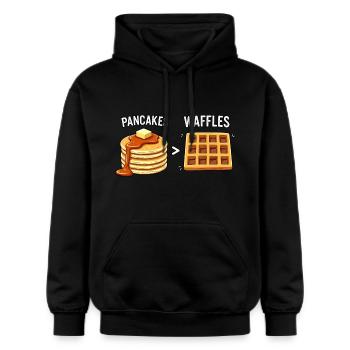 Pfannkuchen über Waffeln - Gildan Unisex Softstyle® Midweight Hoodie - Schwarz - Vorne - Marisol (170cm) & Nik (191cm)