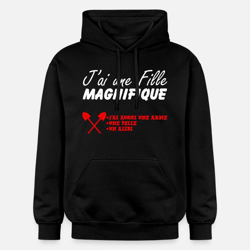 J'ai une fille magnifique - Sweat à capuche Softstyle® Gildan Unisexe - noir