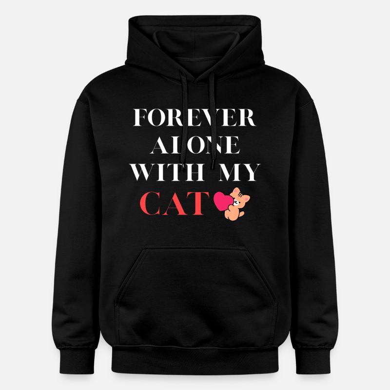 Toujours seul avec mon chat - Sweat à capuche Softstyle® Gildan Unisexe - noir