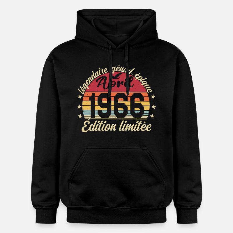 1966 avril Anniversaire avril 1966 - Sweat à capuche Softstyle® Gildan Unisexe - noir