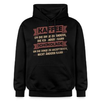 dictons boire du café> Café + chocolat - Sweat à capuche Softstyle® Gildan Unisexe - noir - Devant - Marisol (170cm) & Nik (191cm)