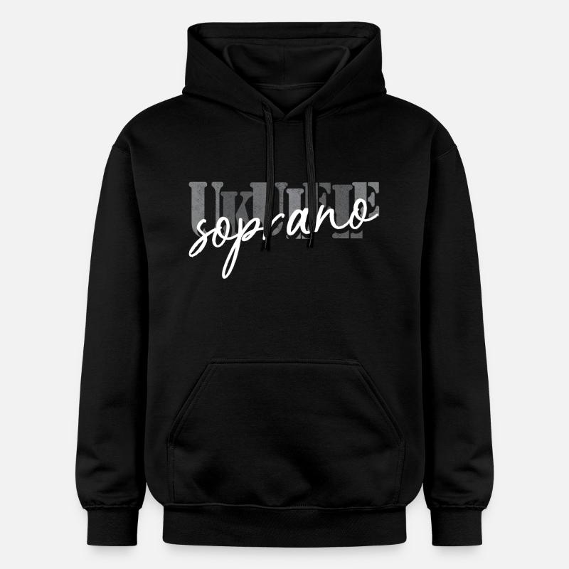 Ukulélé Soprano Noir Blanc - Sweat à capuche Softstyle® Gildan Unisexe - noir