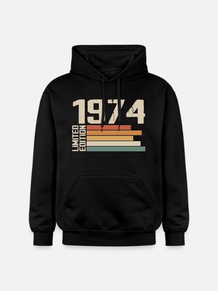 1974 Vintage - Retro 1974 Birthday Gift 1974 - Gildan Unisex Softstyle® Midweight Hoodie - black