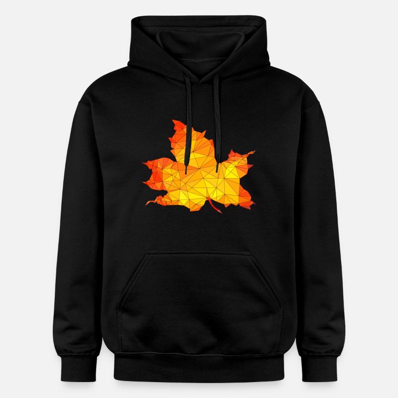 Polygonal Automne Érable Feuille Poly Art - Sweat à capuche Softstyle® Gildan Unisexe - noir