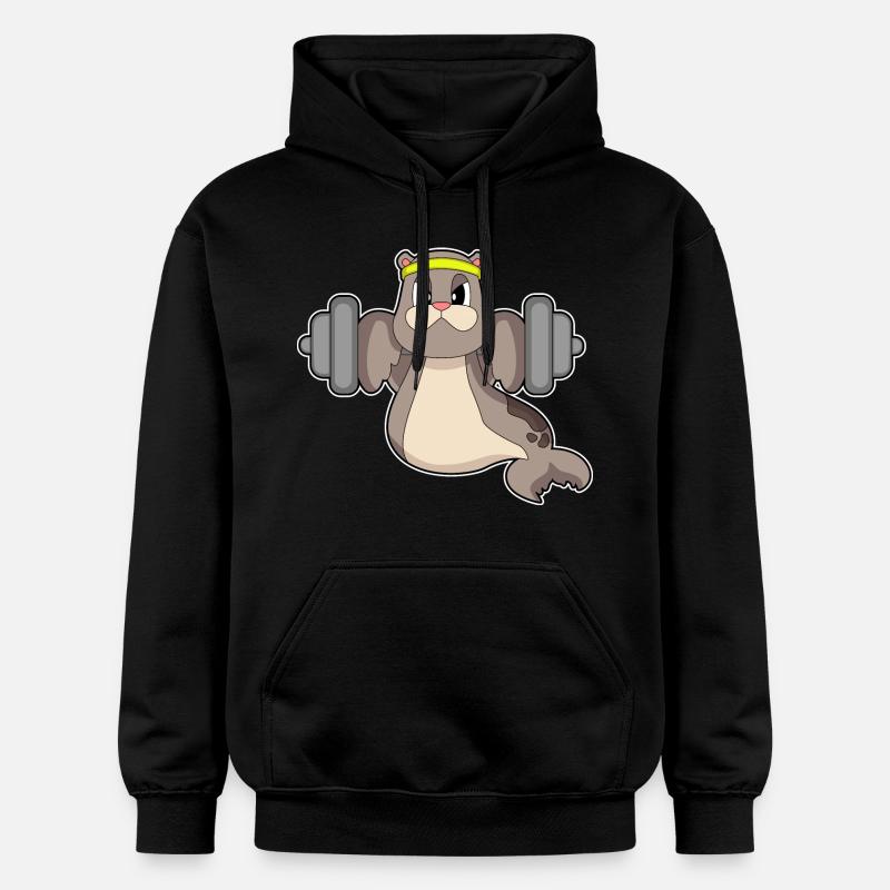 Seal Bodybuilder Haltère Musculation - Sweat à capuche Softstyle® Gildan Unisexe - noir