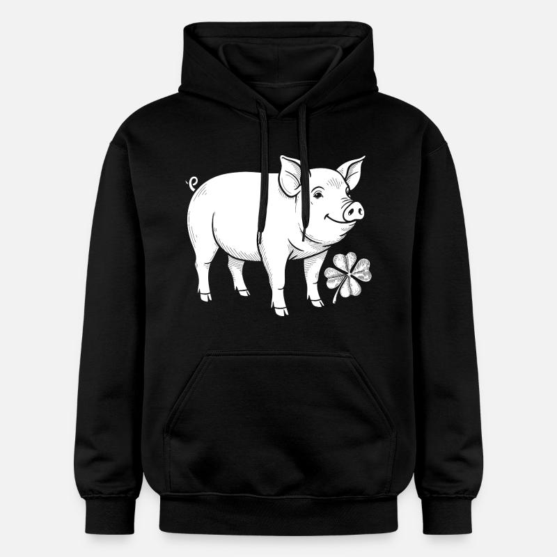 Trèfle de cochon chanceux - Sweat à capuche Softstyle® Gildan Unisexe - noir