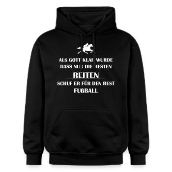 Reiten können nur die Besten - Gildan Unisex Softstyle® Midweight Hoodie - Schwarz - Vorne - Marisol (170cm) & Nik (191cm)
