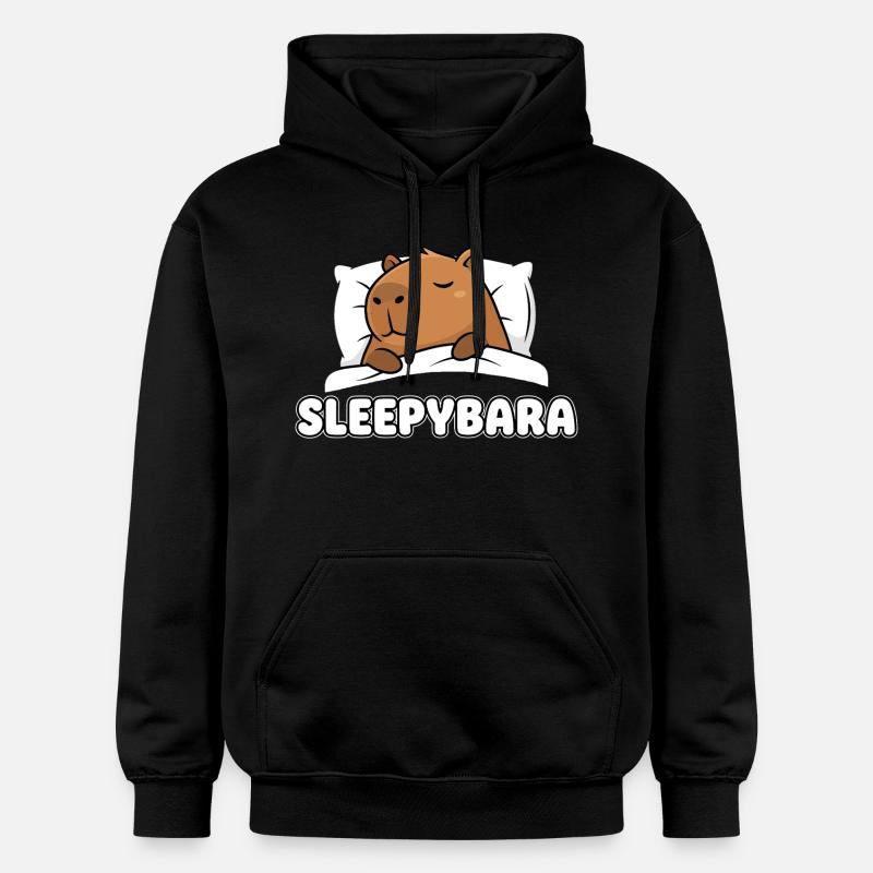 Sleepybara - Mignonne capybara endormie - Sweat à capuche Softstyle® Gildan Unisexe - noir