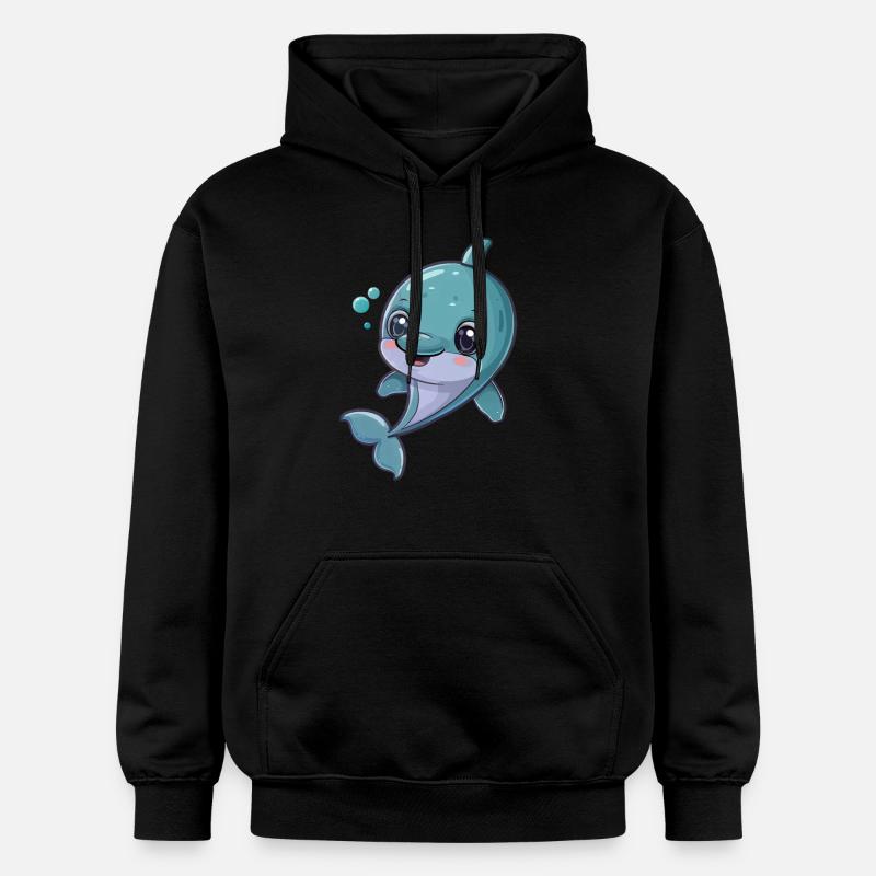 Dauphin joyeux sous l’eau - Sweat à capuche Softstyle® Gildan Unisexe - noir