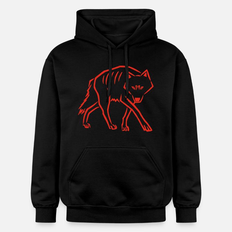 à pas de loup (rouge) - Sweat à capuche Softstyle® Gildan Unisexe - noir