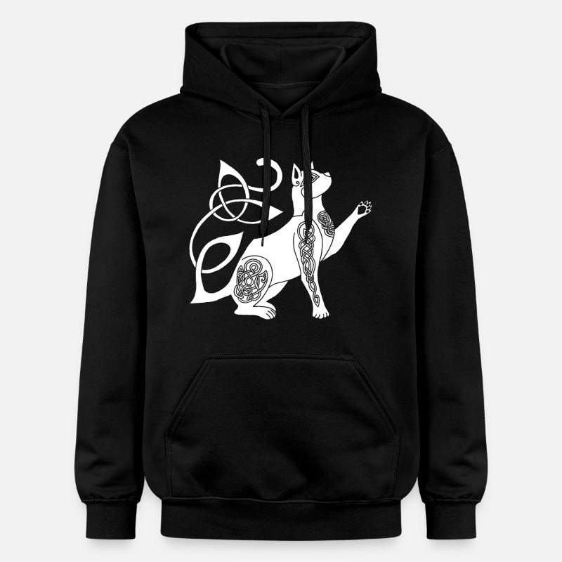 Chat blanc celte - Sweat à capuche Softstyle® Gildan Unisexe - noir