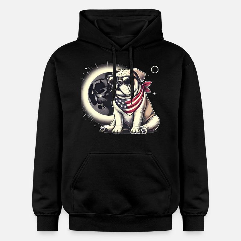 Éclipse solaire du bouledogue patriotique - Sweat à capuche Softstyle® Gildan Unisexe - noir