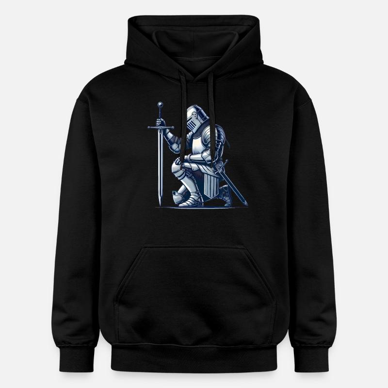 Illustration de chevalier médiéval agenouillé - Sweat à capuche Softstyle® Gildan Unisexe - noir