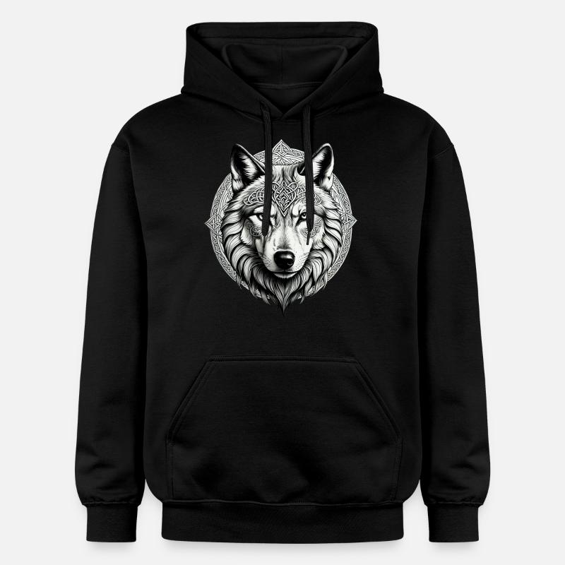 Loup avec nœud celtique 01 - Sweat à capuche Softstyle® Gildan Unisexe - noir