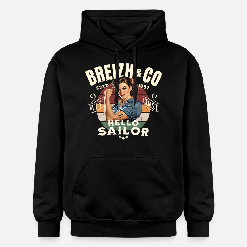 Breizh Hello Sailor - Sweat à capuche Softstyle® Gildan Unisexe - noir