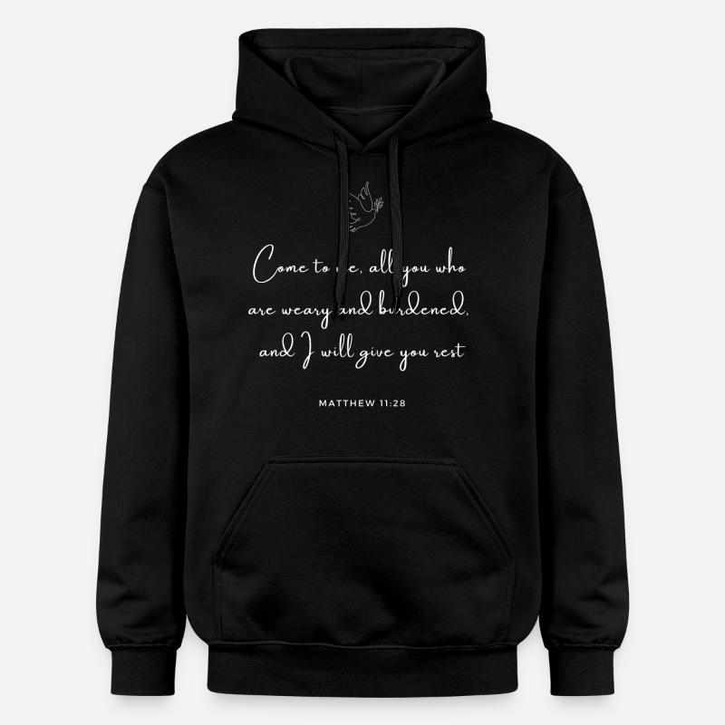 Matthieu 11:28 - Bible Nouveau Testament Évangile Foi - Sweat à capuche Softstyle® Gildan Unisexe - noir