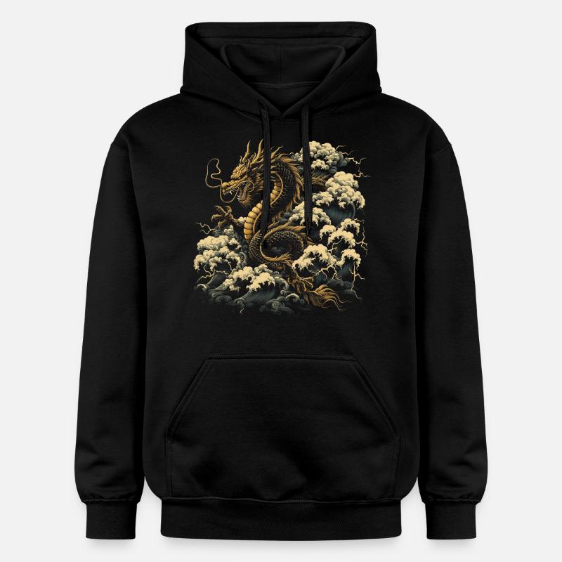 Dragon chinois doré - Sweat à capuche Softstyle® Gildan Unisexe - noir