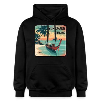 Koh Chang - Gildan Unisex Softstyle® Midweight Hoodie - Schwarz - Vorne - Marisol (170cm) & Nik (191cm)