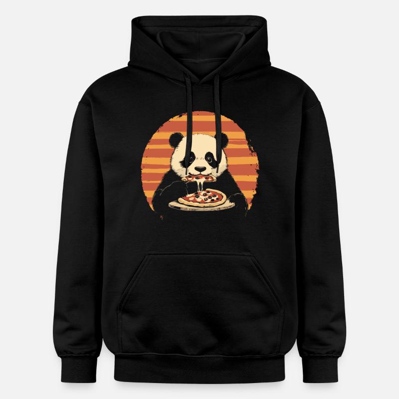 Panda mange de la pizza - Sweat à capuche Softstyle® Gildan Unisexe - noir