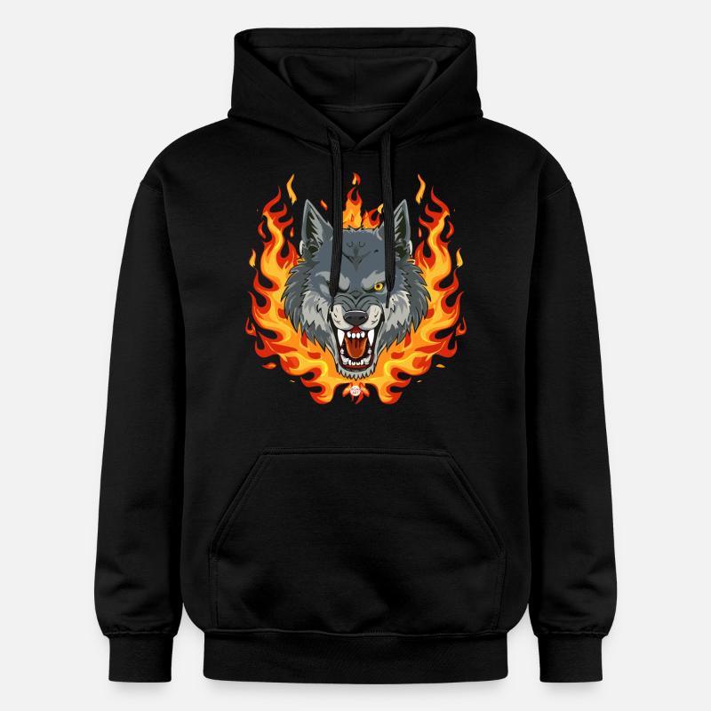 02 Flammes de Wolf Fire - Sweat à capuche Softstyle® Gildan Unisexe - noir