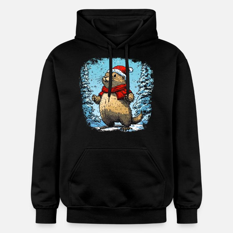Marmottes de Noël - Sweat à capuche Softstyle® Gildan Unisexe - noir