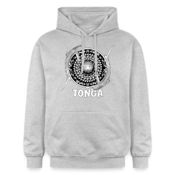 Tonga Blue Sharks - Sweat à capuche Softstyle® Gildan Unisexe - gris clair chiné - Devant - Liana (172cm) & Jaron (178cm)