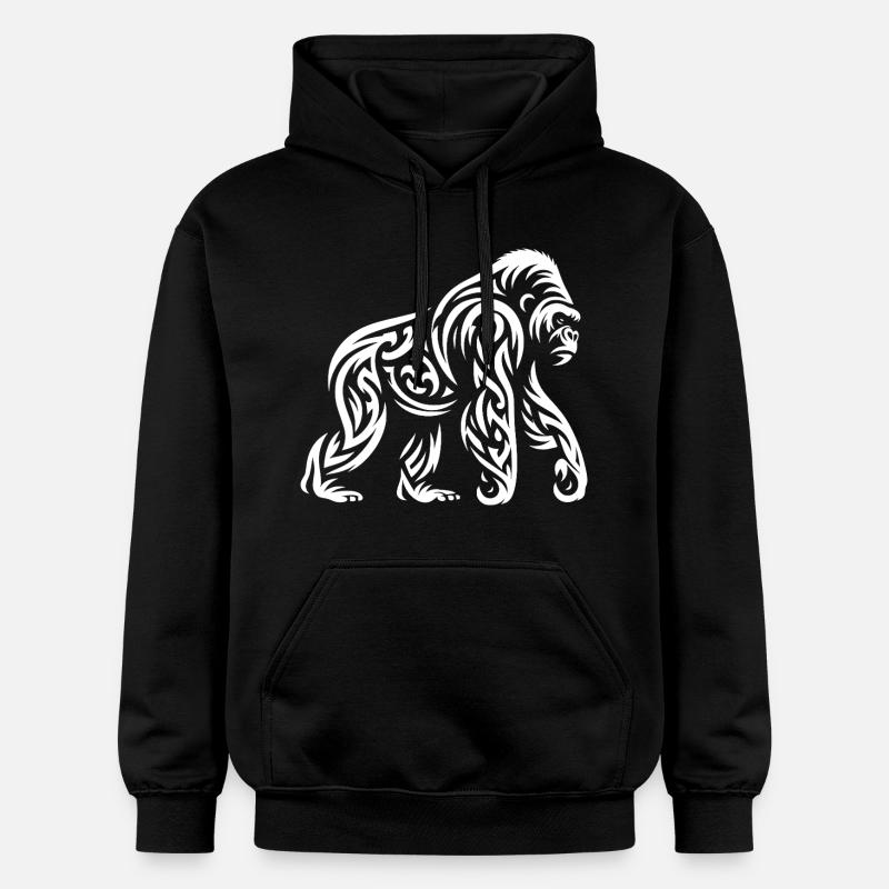 Gorille tribal - Sweat à capuche Softstyle® Gildan Unisexe - noir